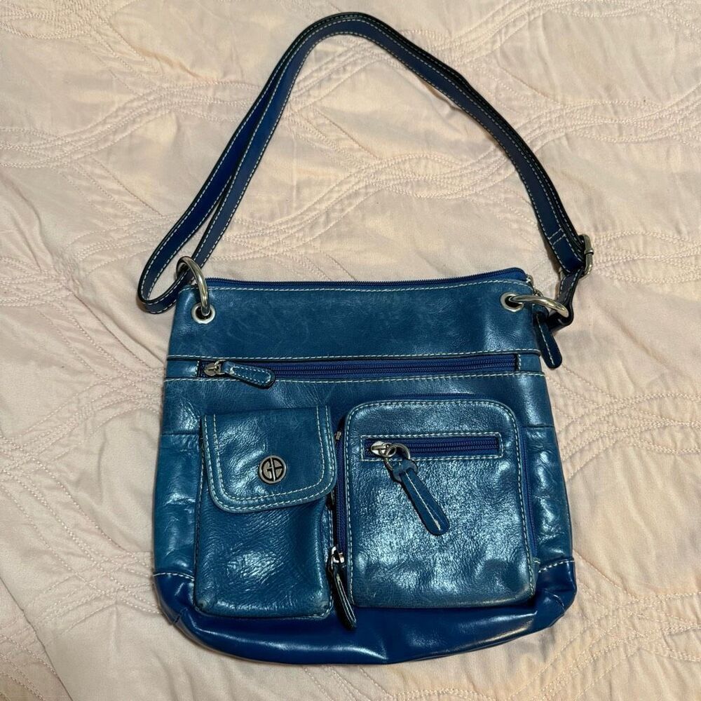 Vintage Giani Bernini Blue Leather Y2K Shoulder Bag